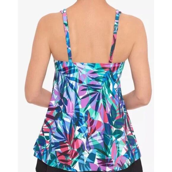 Swim Solutions Princess-Seamed High-Low Tankini Top New Blue Purple 24W - Picture 2 of 5